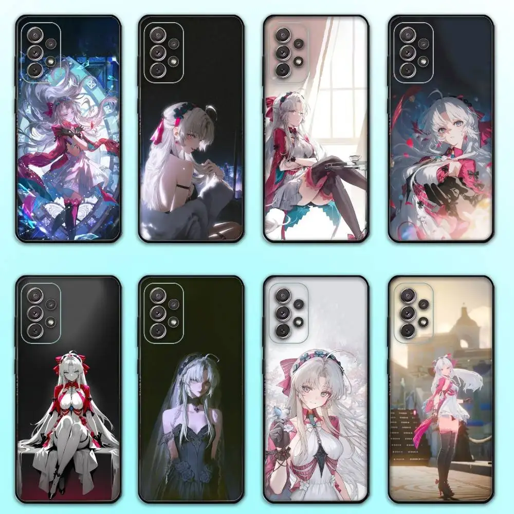 Casing Ponsel W-Wuthering Waves C-Carlotta untuk Samsung S 25,24,23,22,30,21,10,9,Ultra,Plus,Lite,FE,4,5 G Casing Hitam Lembut