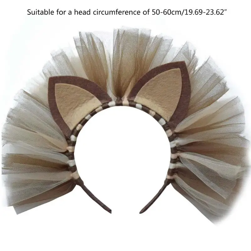 Funny Party Lion Ears Headband Realistic Lion Costume for Adults and Children Lion Tulle Headband Dress Up Party