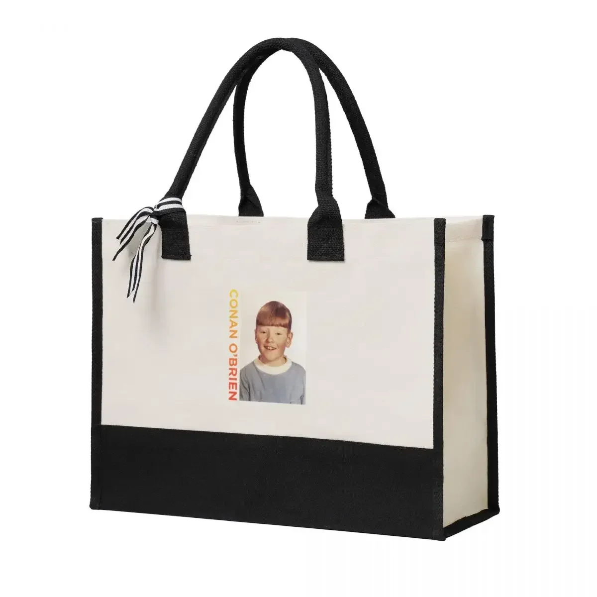 Bolsa de compras de regalo de lona con retrato de Conan O'Brien, bolsa de lona de gran capacidad, regalos de calidad personalizables