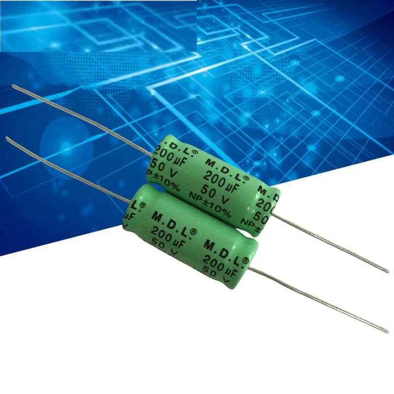 

5PCS audio frequency crossover horizontal axial non-polar aluminum electrolytic capacitor 50v 200uf 13X31mm