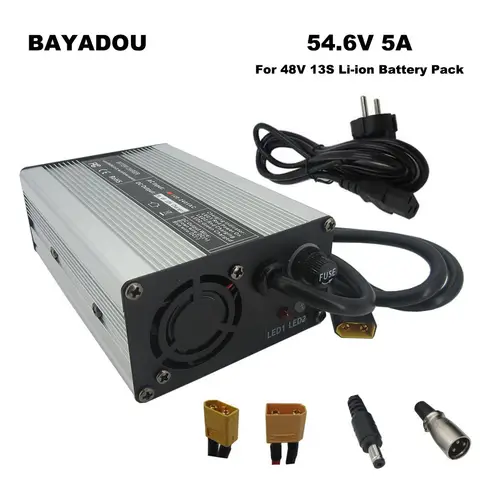 54.6V 5A 2A 3A 8A 10A 리튬 배터리 충전기 300W XT60 XLRM 13S 48V 리튬 이온 배터리 팩 스마트 충전기용