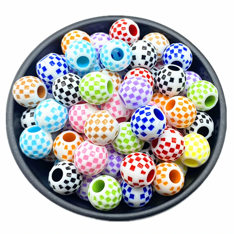 10 teile/los 14mm großes Loch runde Acryl perlen Haar geflecht Halskette Armband Anhänger Schmuck herstellung