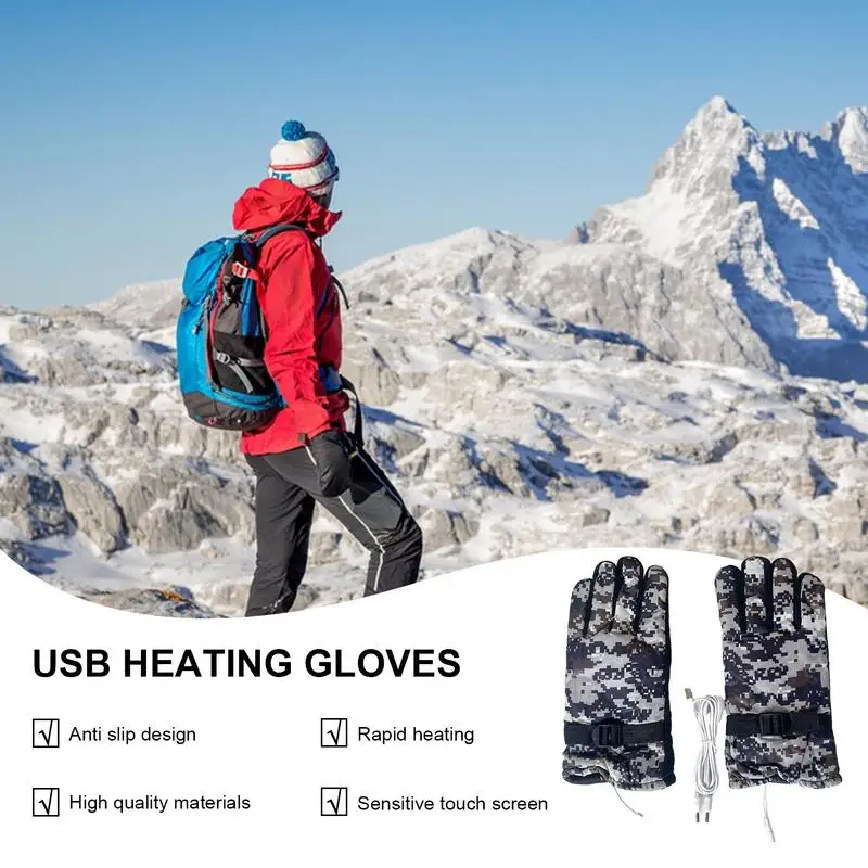 

USB Heated Gloves Winter Warm Gloves Heated Gloves USB Waterproof Touchscreen Heating Gloves For Racing Fishing Ski Hiking