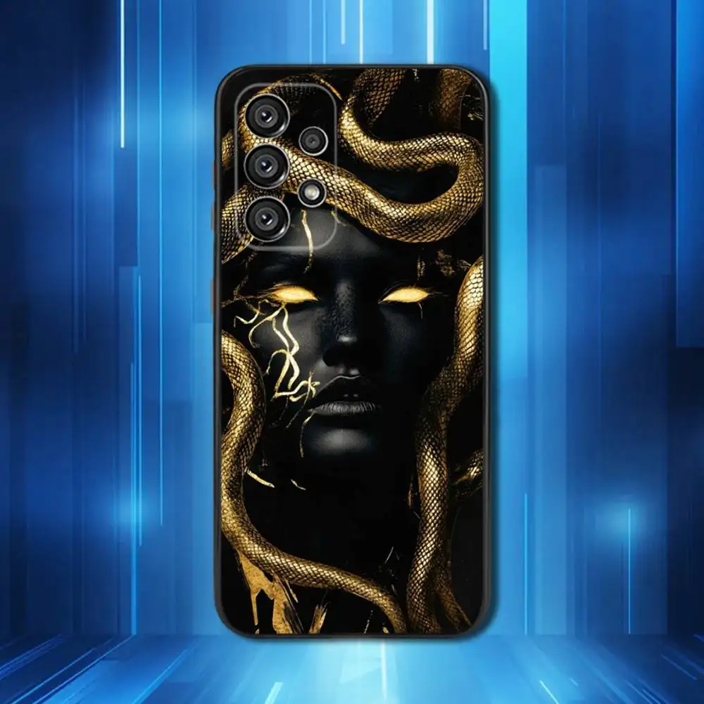 الأساطير اليونانية الفن ميدوسا لسامسونج غالاكسي A53,31,52,72,41,22,73,32,71,Note,J7,8,9,5G لينة الأسود سيليكون جراب هاتف