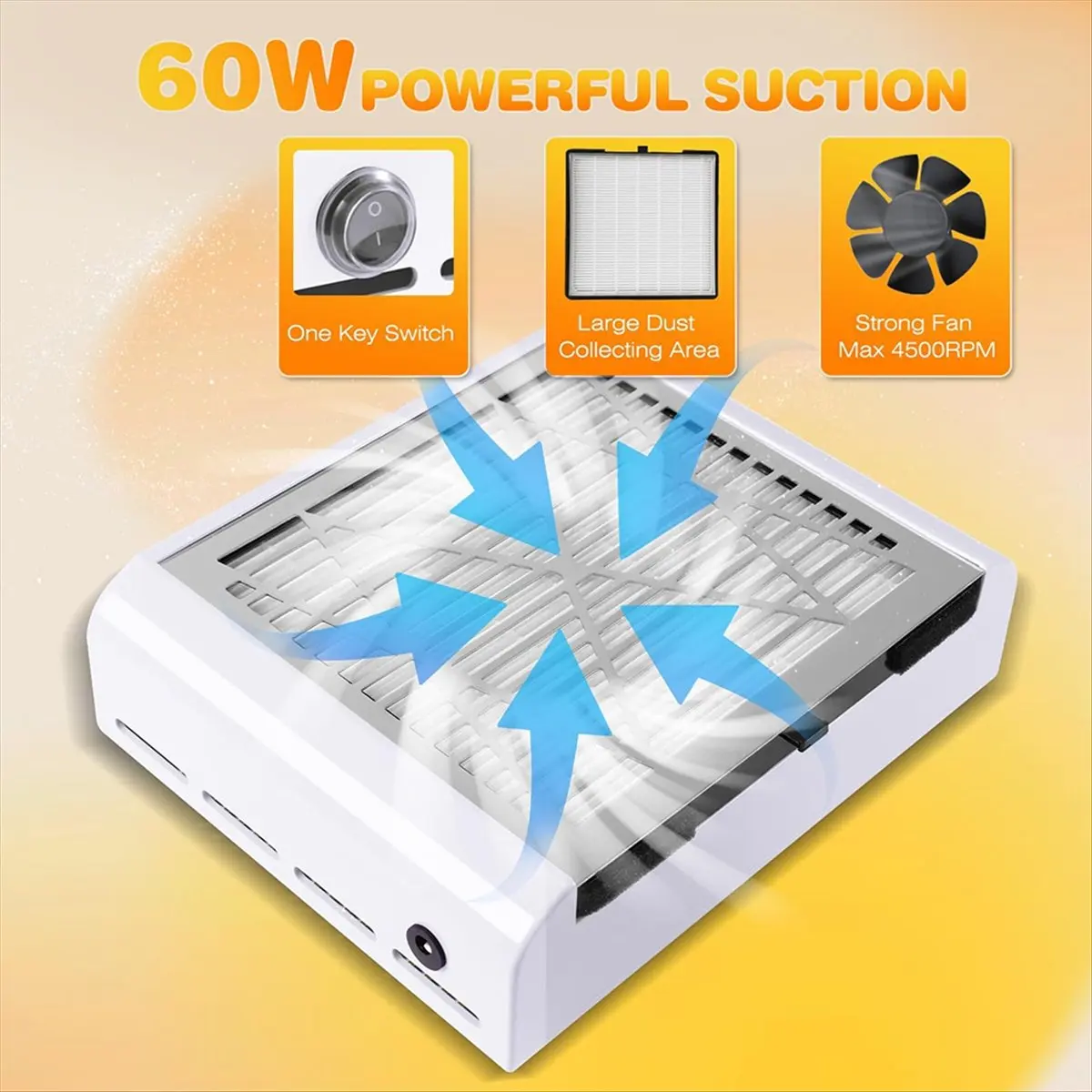 Nails Dust Collector Machine Powerful Dust Collector Nails Tech Vacuum Fan Extractor Manicure Pedicure Tool US Plug