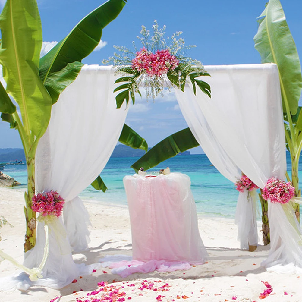 

2Pcs Chiffon Backdrop Curtain Wedding Party Drapery Stage Engagement Bridal Photo Video Shoot Decor Home Textile