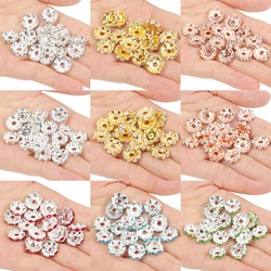 30pcs/lot 12mm Rhinestone Rondelle Crystal Big Hole Round Loose Spacer Beads for Jewelry DIY Making Bracelet Necklace Accessory