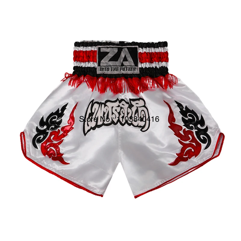 Muay Thai Shorts Purple Boxing Shorts Womens Men Child Embroidery Kickboxing Cage Fight Pants Martial Arts MMA Clothing 3XS-3XL