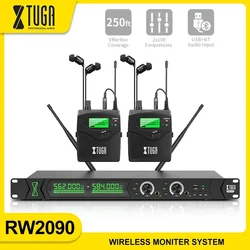 XTUGA RW2090 New UHF Metal In Ear Monitoring System Stage Monitoring System Wireless Dual Channel for Professional Performances