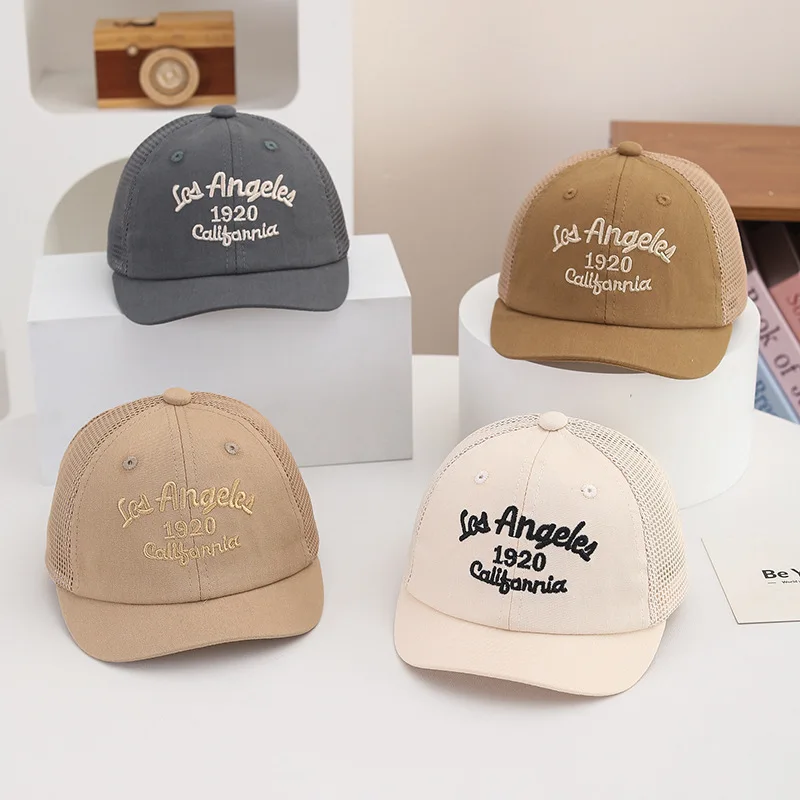 

Летняя детская сетчатая бейсболка с вышивкой букв, детская фуражка, модная детская шляпа от солнца, От 1 до 3 лет, солнцезащитные козырьки для мальчиков и девочек на открытом воздухе