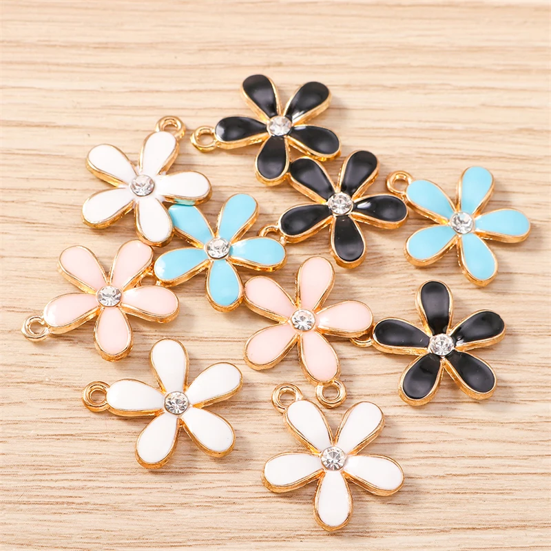 

10pcs 18x20mm Cute Enamel Flower Charms Pendants for Jewelry Making Drop Earrings Necklaces Bracelets DIY Crafts Accessories