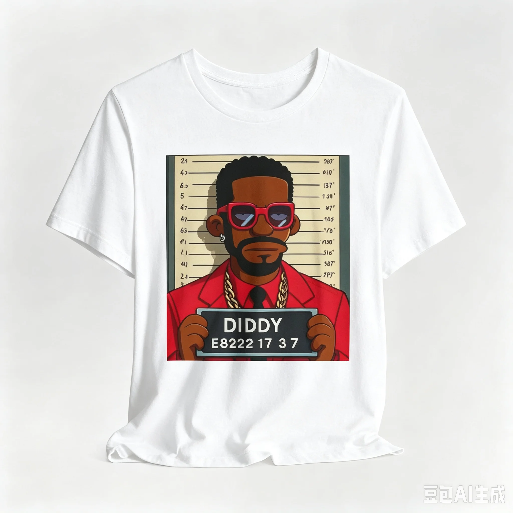 Cartoon Capture Meme T-shirt for Men and Women Hip-hop Rap Street Style Short Sleeved Retro Fun Printed Unisex Cotton T-shirt