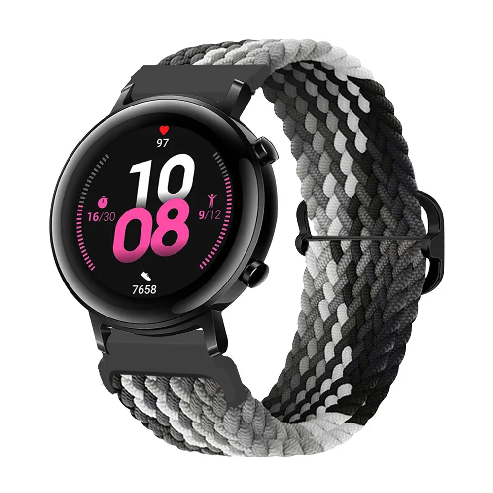 

Elastic Bands for Huawei Watch GT 42mm/GT 2 42mm/GT 3 Pro 43mm/GT 3 42mm/Watch 2 Band, Slide Buckle Nylon Woven Strap