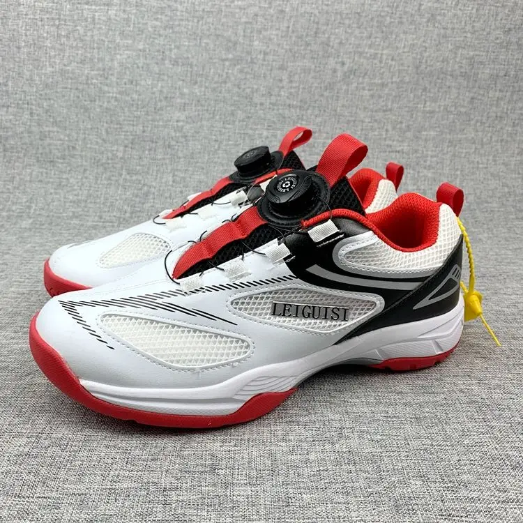 Men's and Women's Badminton Shoes Rotary Button Easy to Wear and Take Off Breathable Tennis Shoes Integrated Sports Shoes