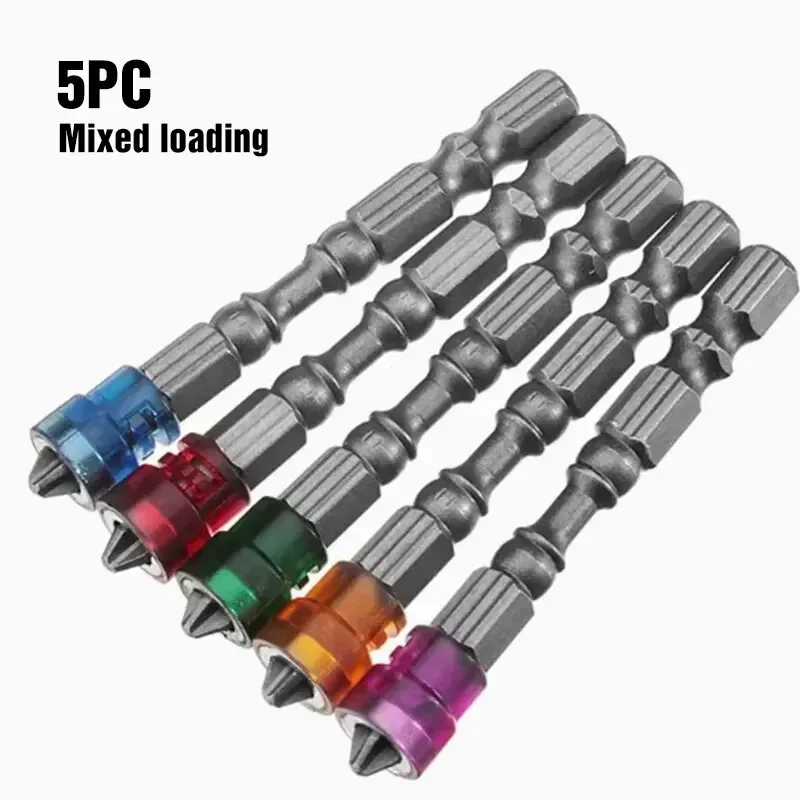 

5Pcs Magnetic Screwdriver Bit Drill Cross-head PH2 Magnetic Screwdriver Bits 1/4 Inch Hex Shank Drywall Electric Screwdriver Set