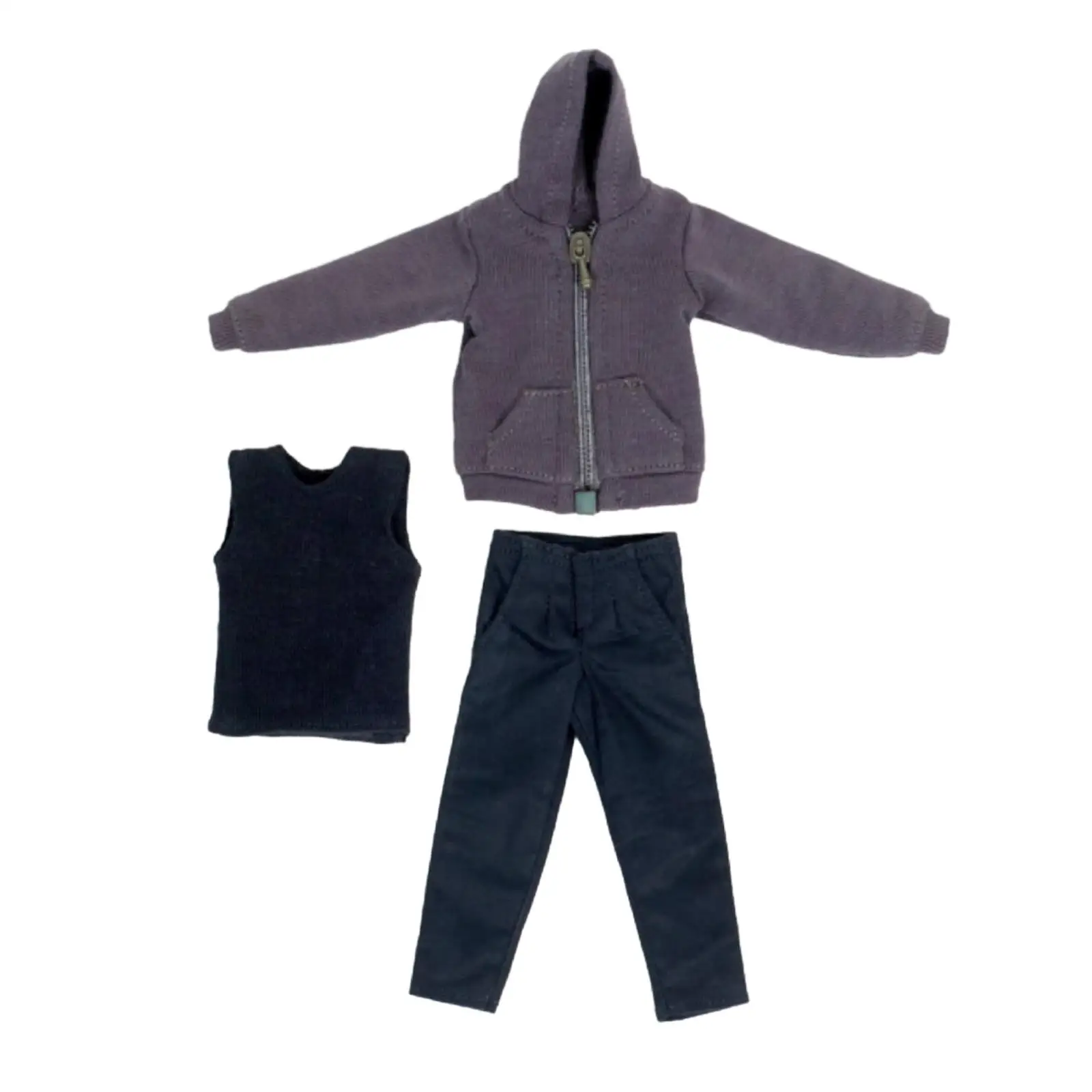 

3 шт. 1/12 мужская толстовка с капюшоном, жилет, брюки, костюм для 6-дюймовых мужских фигурок, наряд