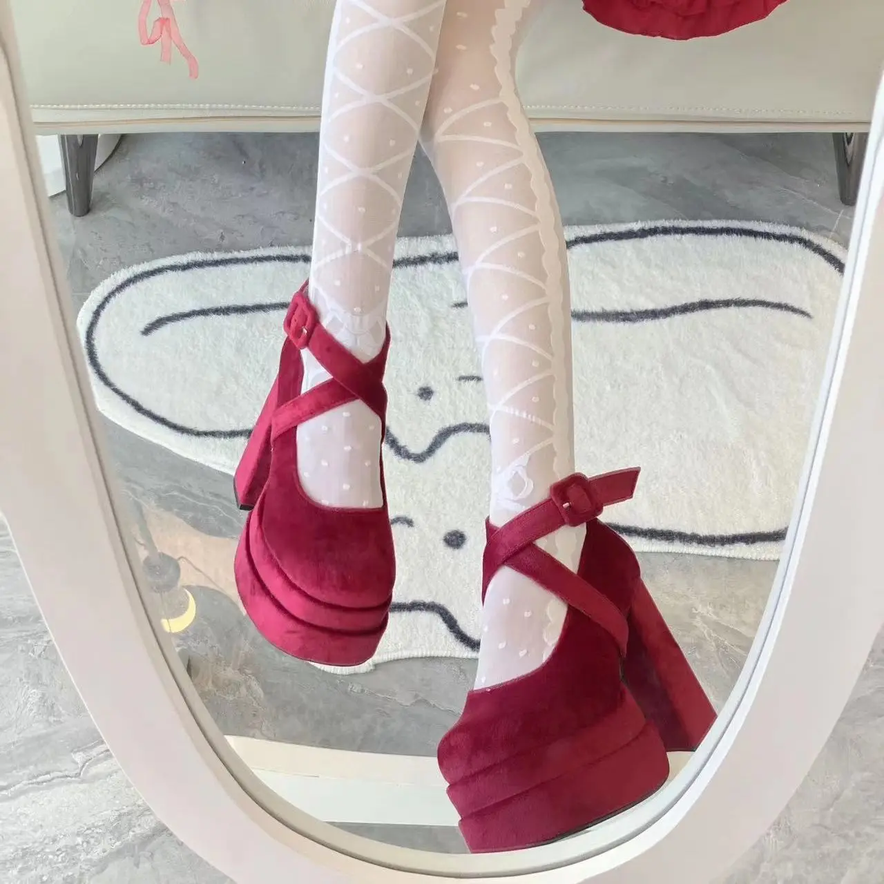 

Lolita Mary Jane High Heels New Autumn Winter Platform Chunky Heel Thick Sole Shoes For Women