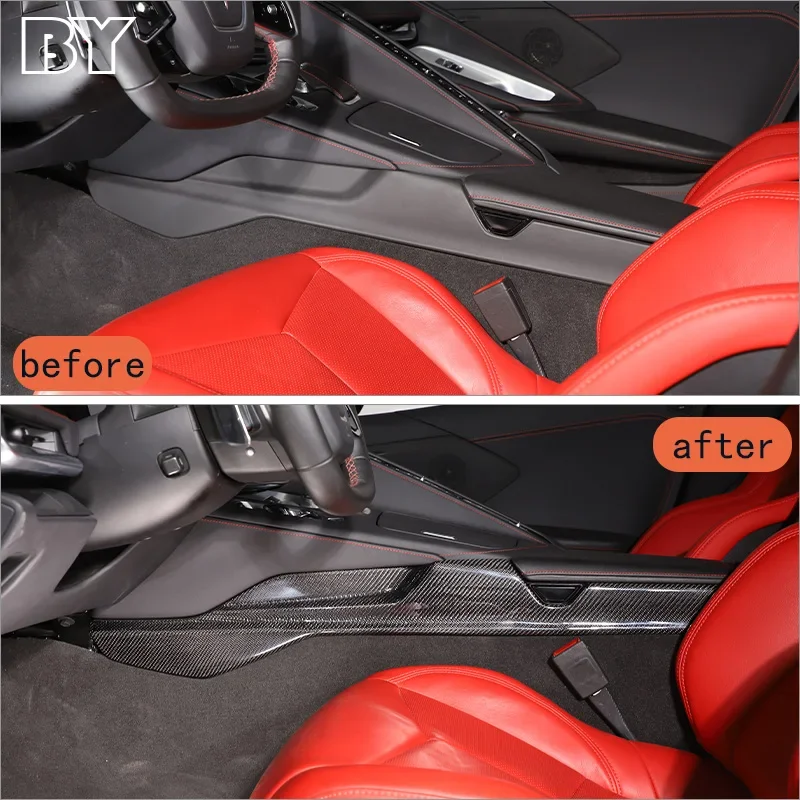 For 2020-2023 Chevrolet Corvette C8 ABS/Real Carbon Fiber Car Central Control Side Decorative Panel Car Interior Accessory 2Pcs