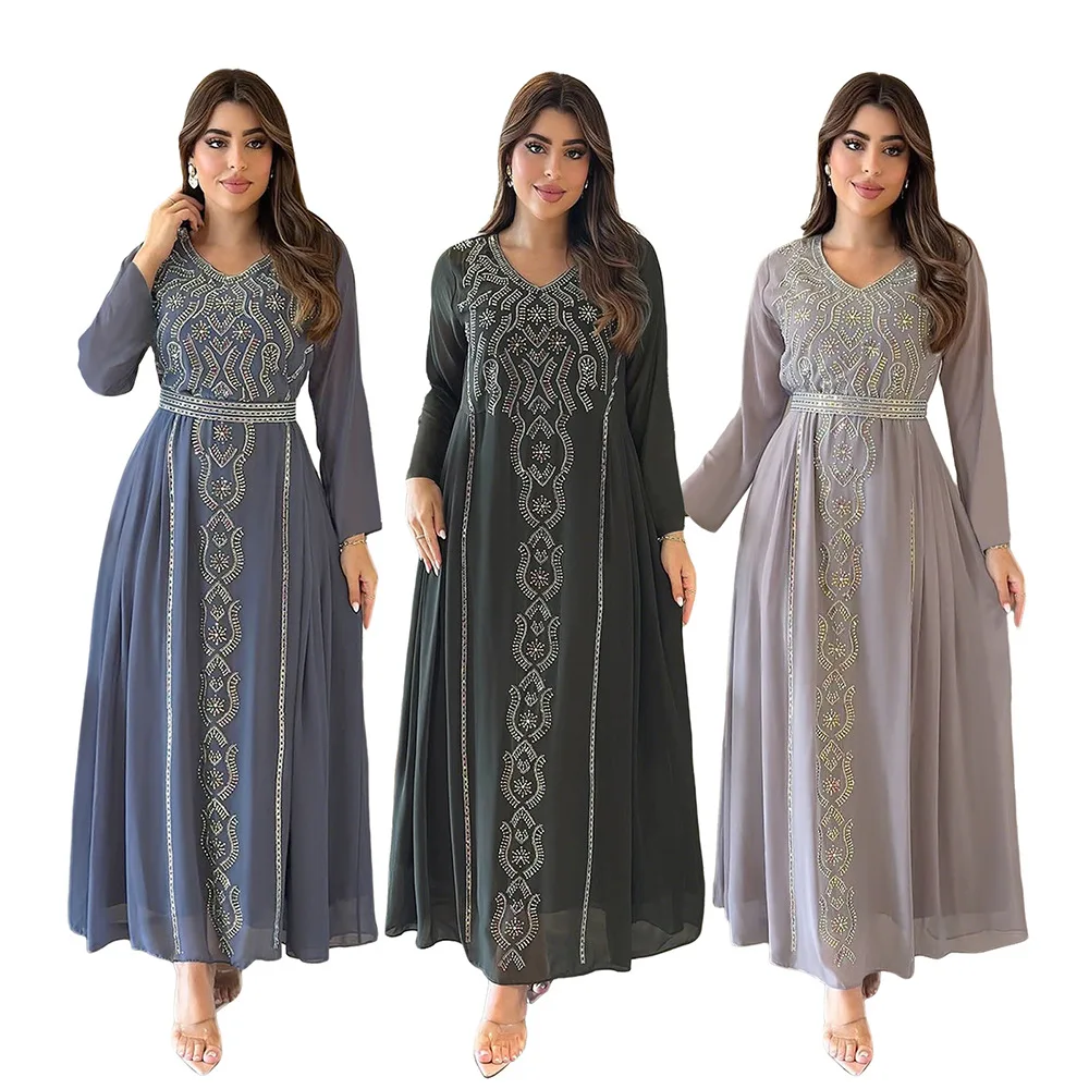 Women Islamic Diamond Abaya Dubai Kaftan Turkey Jalabiya Marocain Femme Robe Muslim Caftan Prayer Dress Abbayas Islam Clothing
