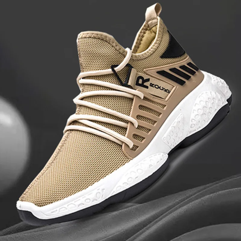 Men Vulcanize Shoes New Fashion Sneakers Men Casual Shoes Air Mesh Spring/Autumn Lace-up Solid Flat Light Shoes for Men Trend
