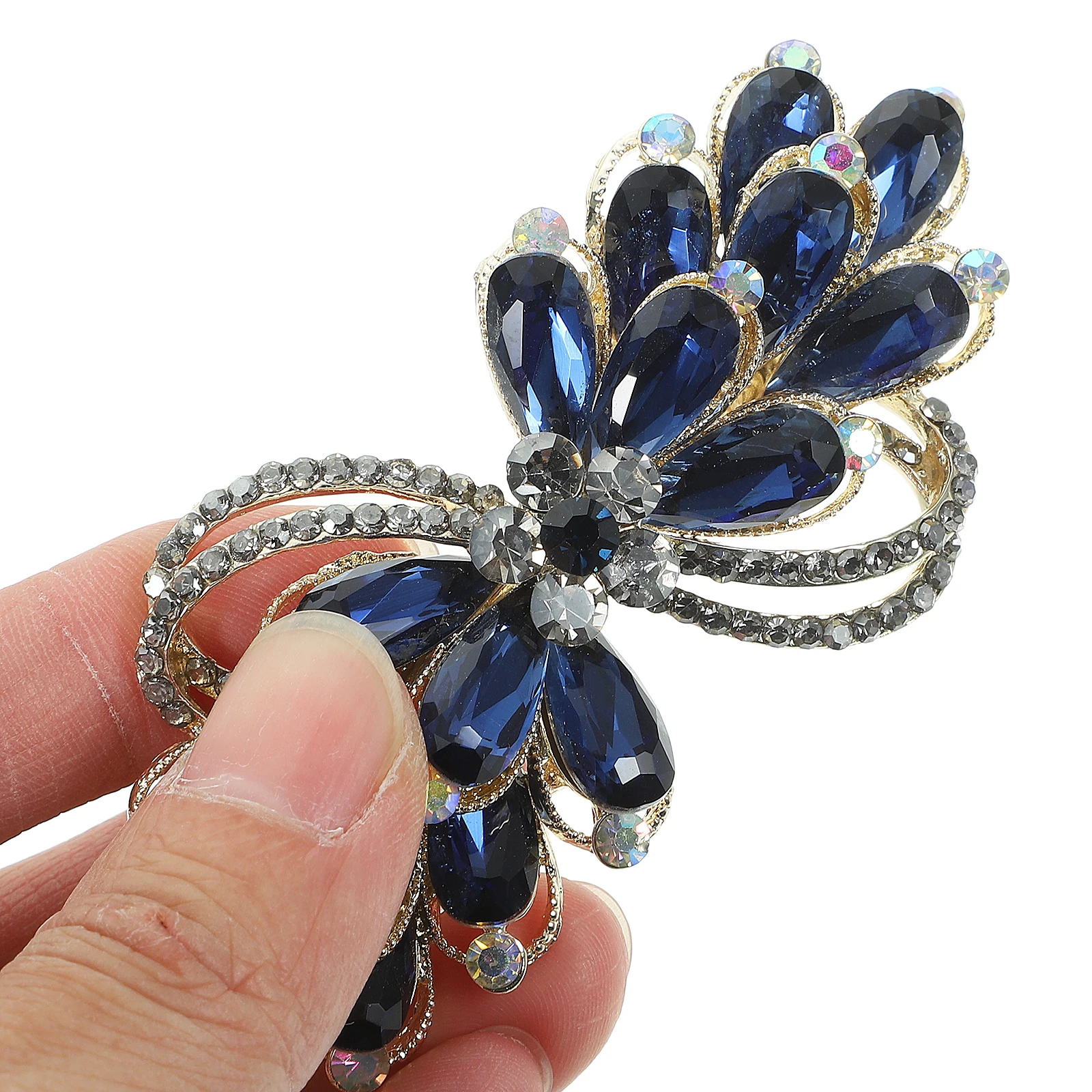 

Alloy Rhinestone Hair Clips For Women Purple Spring Hair Accessory Bridal French Barrette Thick Hairstyling Bling Decorative
