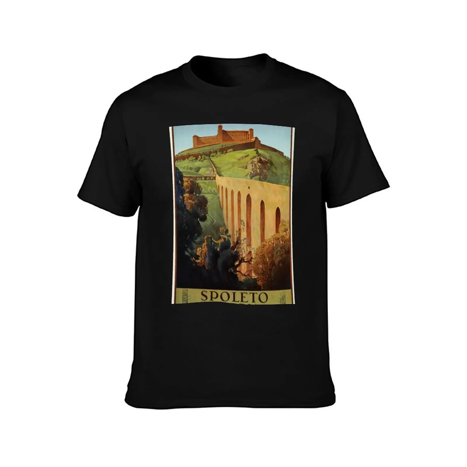 Vintage Spoleto Umbria 1920s Italian travel ad T-Shirt Work Wear Lightweight Tee T-Shirt