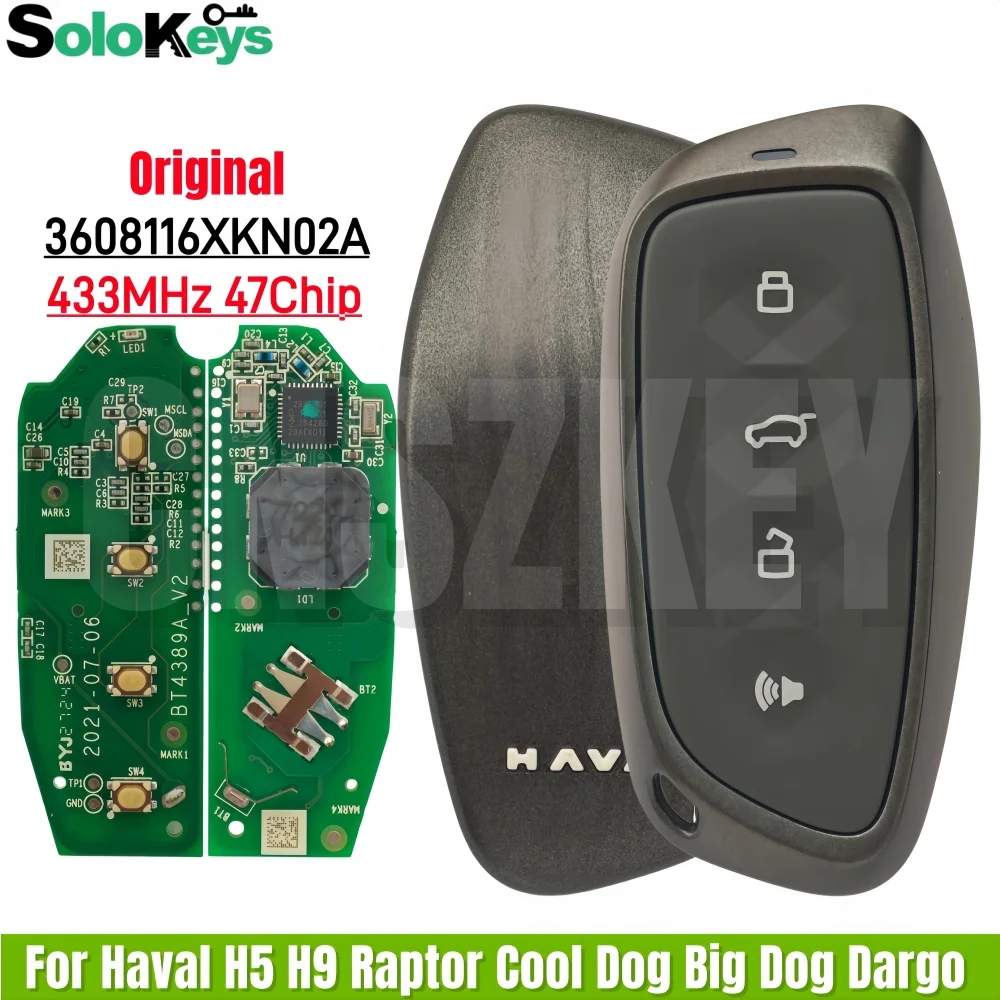 

SOLOKEYS 3608116XKN02A 433 МГц FSK ID47 Чип для Haval H5, H9, Xiaolong MAX, Haval Cool Dog, Haval Big Dog, Dargo, Haval Raptor