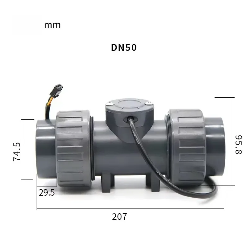 High Quality ZJPVC-DN50 2 Inch UPVC Turbine Water Flow Meter Sensor 60-1160LPM NPN Pulse +/-3% Accuracy