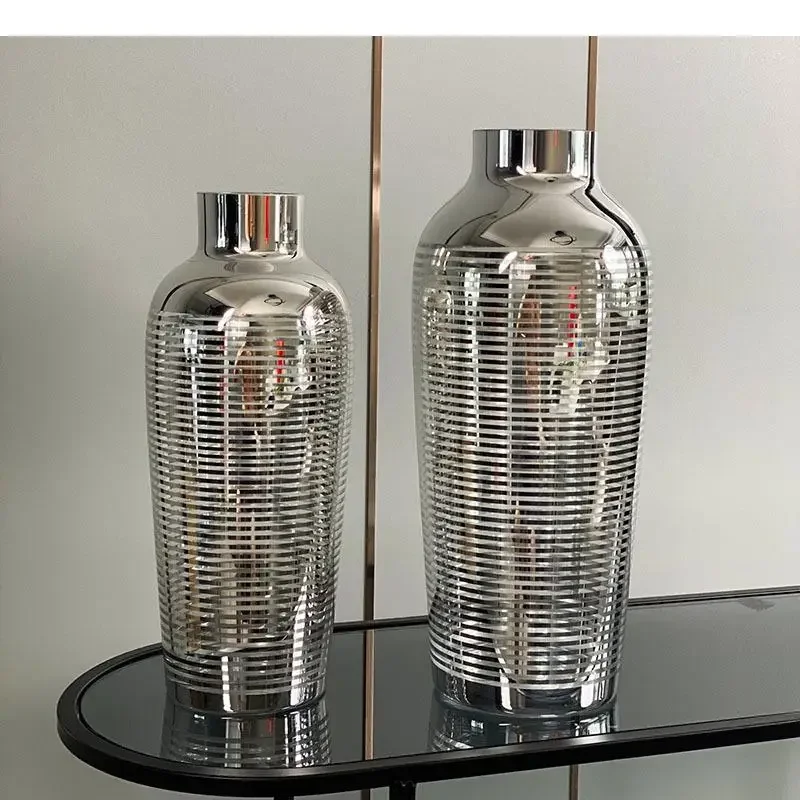 

#For Minimalist Transparent Golden/silver Glass Vase Hydroponic Flower Pots Decorative Desk Decoration Modern Decor Cylinder Vas