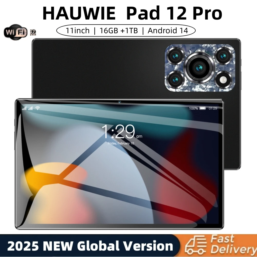 Versión Global HAUWIE Pad12 Pro tableta Android 14 pantalla HD 10,1 pulgadas GPS Dual SIM Bluetooth 10 Core WiFi 5G red Tablet PC