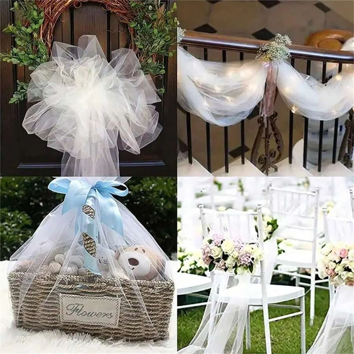 1 Rol Kain Tulle Putih, Lebar - Organza Ribbon Spool ulasan dan harga