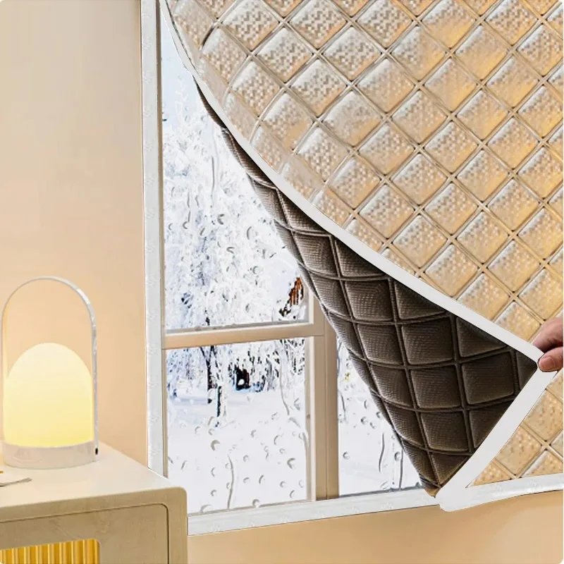 Cortinas a prueba de viento y cálidas, a prueba de viento de invierno, dormitorio, película aislante, película para ventana sellada a prueba de frío, ventana de pantalla, bloqueo de luz
