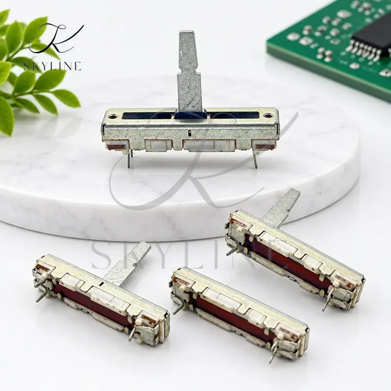 2 Pcs Japan ALPS 35mm Linear Potentiometer Audio Adjustment Single Channel B10K With Center Detent Shaft Length 20