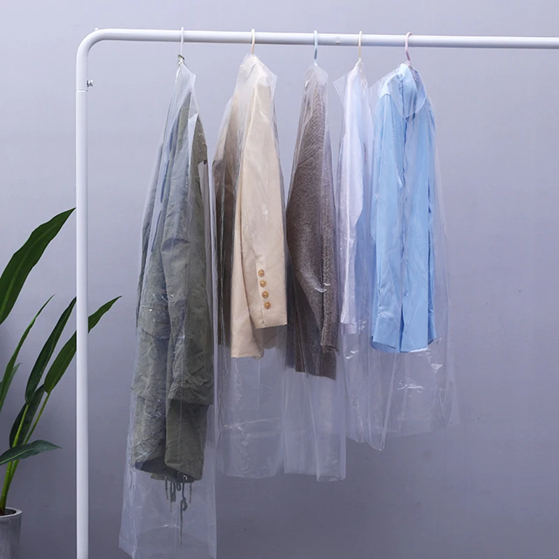 50pcs Garment Covers Clothes Hanging Dust Cover Suit Dress Clear Dust Proof Plastic Protector Bag Household Shop Disposable