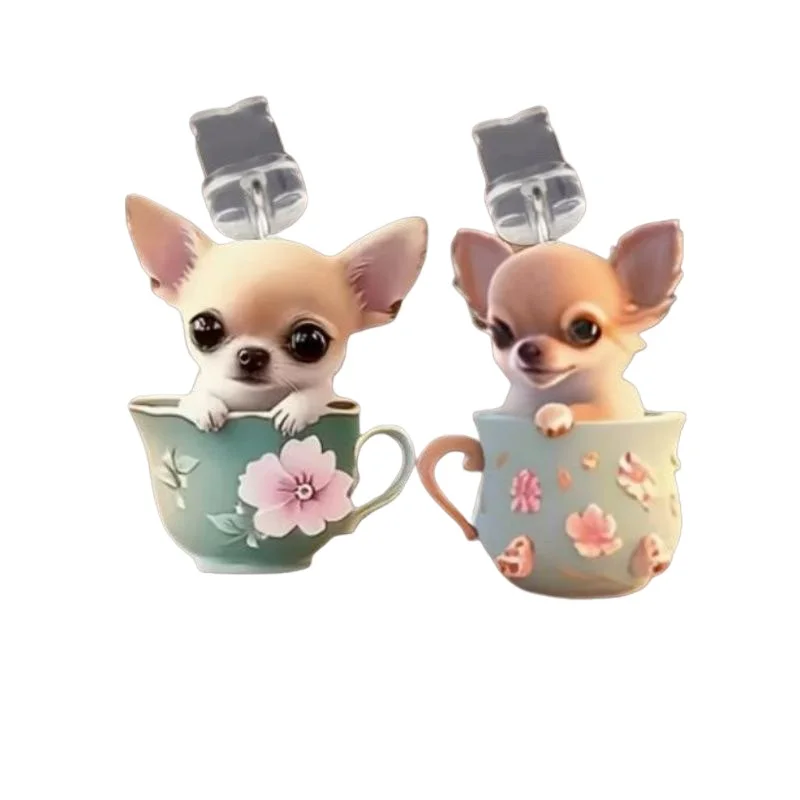 Bonito 2d acrílico cão telefone poeira plug pingente para iphone samsung xiaomi tipo-c/ios interface célula poeira plug acessórios