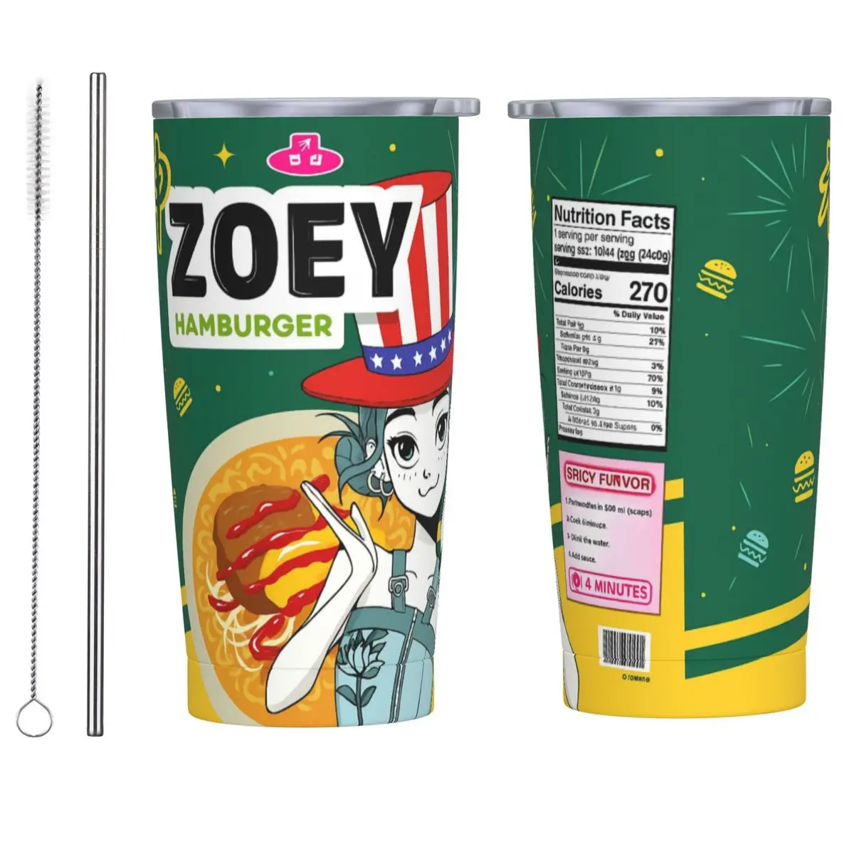 

Kpop Demon Hunters Ramen Zoey Tumbler 20oz Stainless Steel Vacuum Insulated Tumblers Mug With Straw