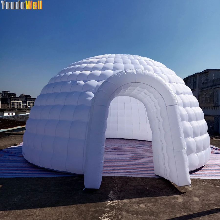 Promozione dello sconto tenda a cupola gonfiabile rifinita con alloggiamento In miele bianco personalizzato 6 metri di diametro una porta utilizzata per le feste