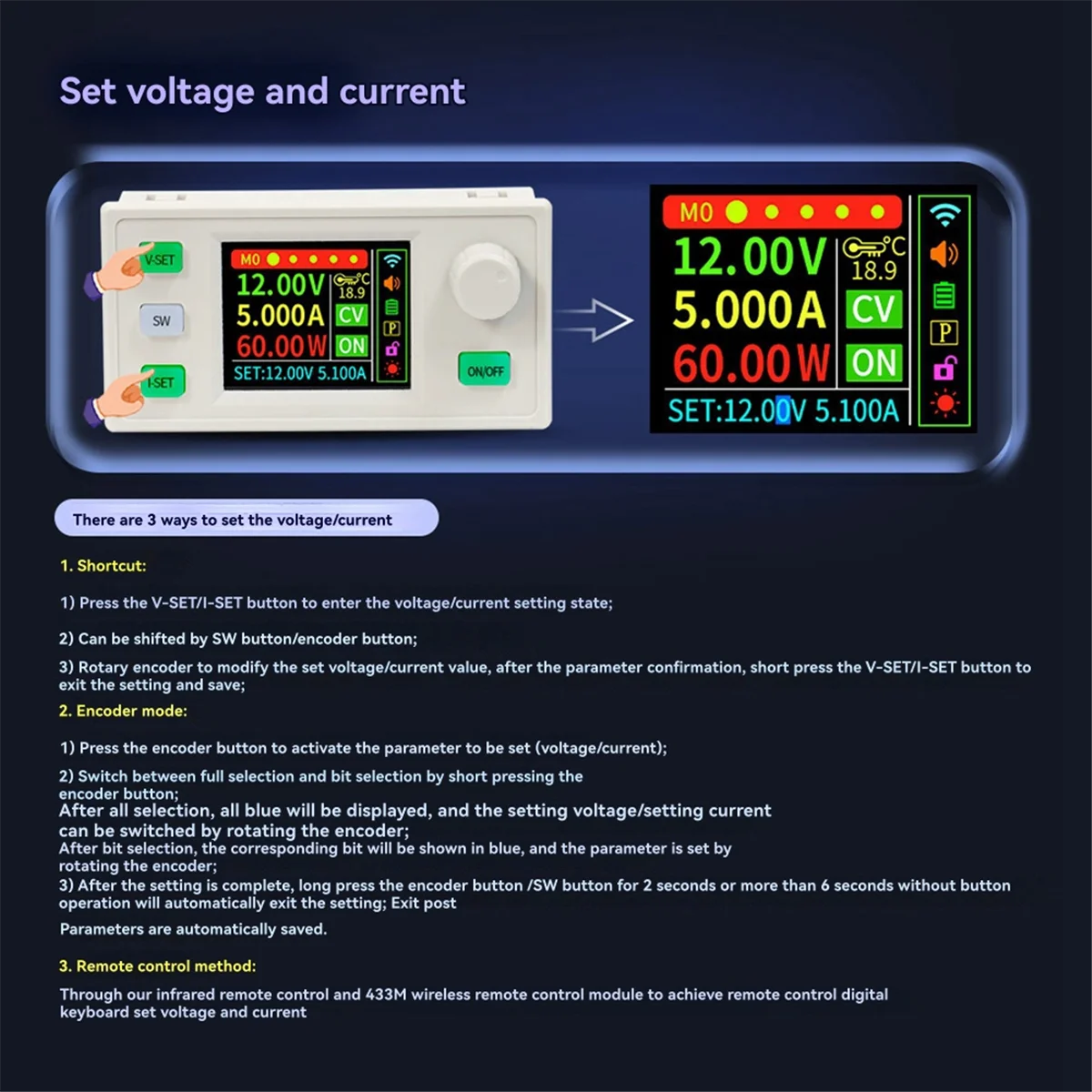 

CLCU XY6509S Adjustable DC Regulated Power Supply+WIFI Module Constant Voltage Constant Current 65V 9A 585W Step-Down Module