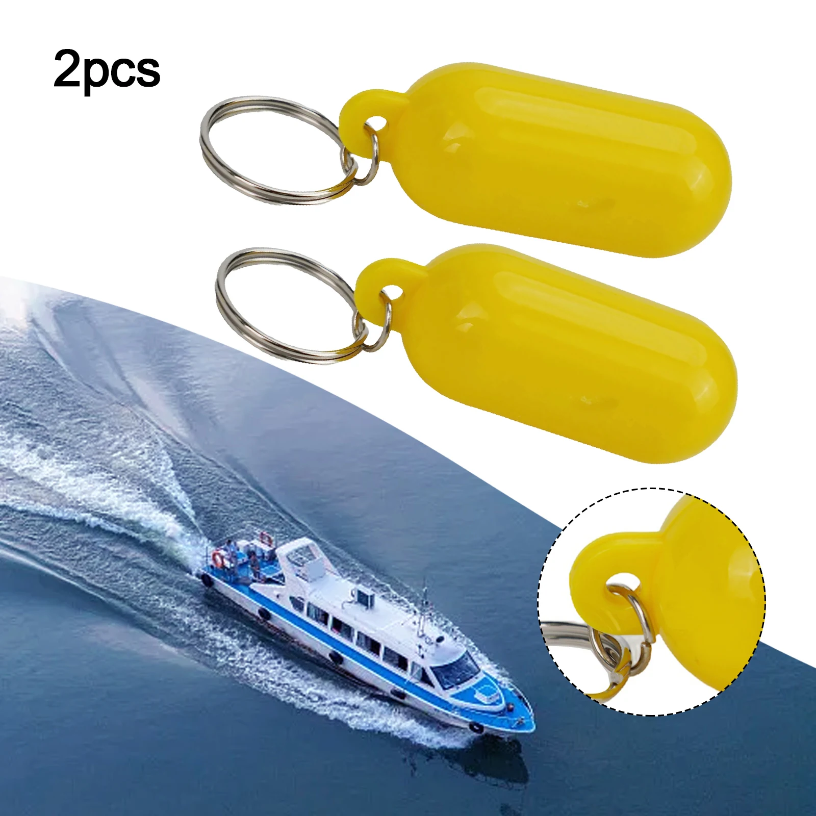 2pcs Floating Keyring Fender Buoyant Key Ring Marine Sailing Boat Float Keychain Floated Key Chains Auto Interior Key Trim Rings