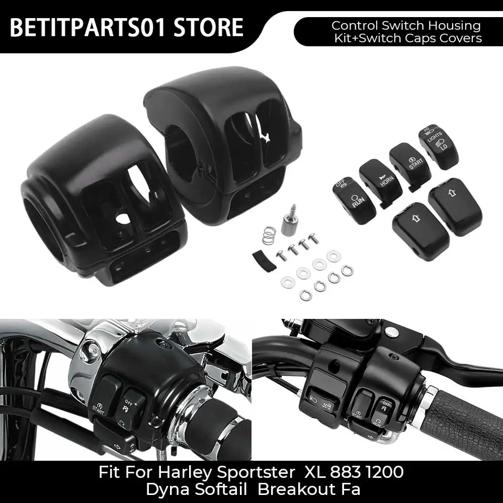 

Motorcycle Part 1Pair Handlebar Switch Housings Controls Cover Black For Harley 2014-later XL 2012-2017 Dyna 2011-later Softail
