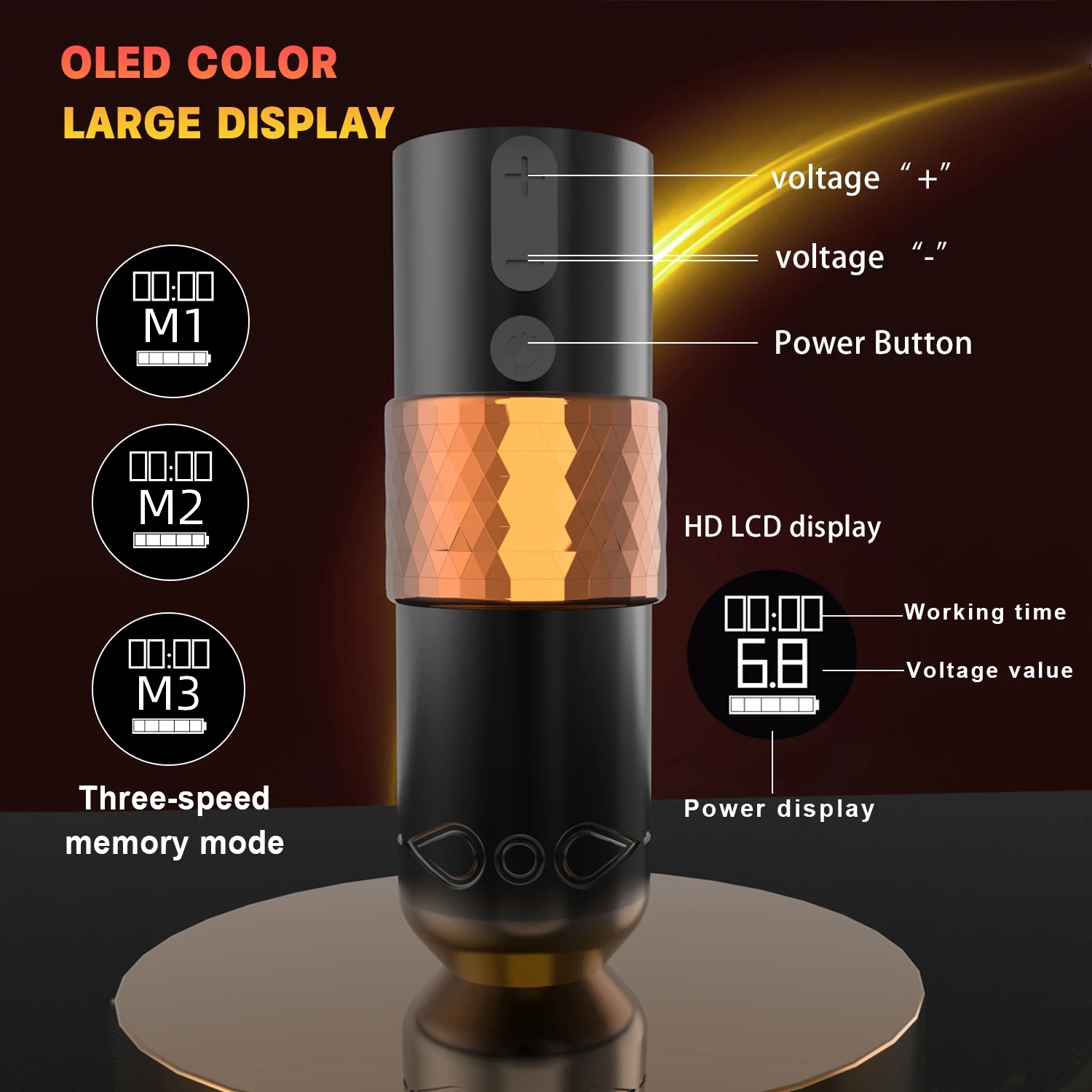 ييلونج ماكينة رسم الوشم التجميلي اللاسلكية الروتاري القلم Coreless فرش السيارات 1500MAH بطارية متعددة الوظائف شاشة OLED لفن الوشم