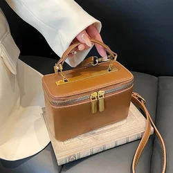 Mini PU Leather Square Box Purses Handbags Luxury Designer Women Single Shoulder Bags 2024 New Fashion Solid Color Crossbody Bag