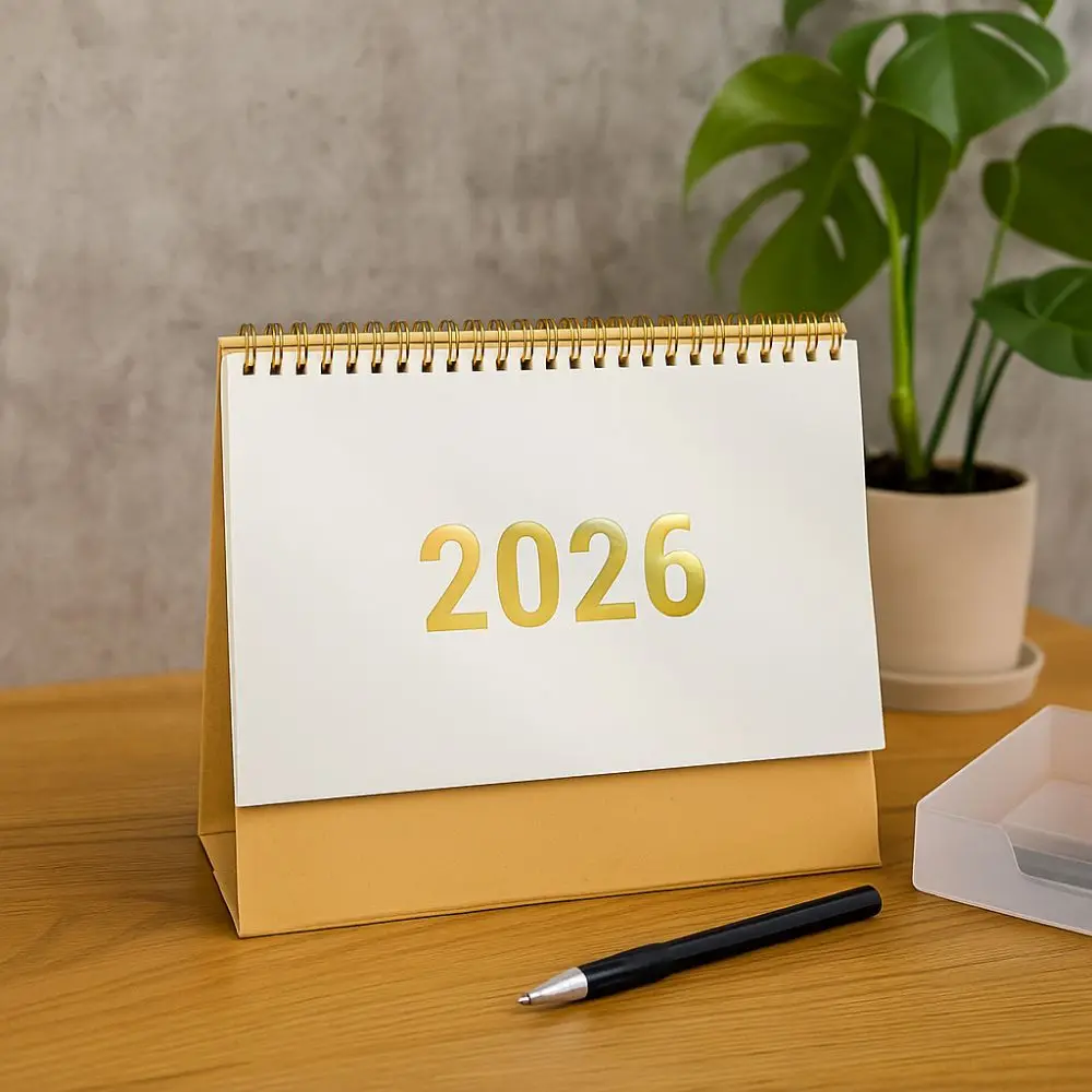 Premium Paper 2026 Desktop Calendar Writable Memo Standing Daily Planner Stable Base Table Planner Daily Weekly Scheduler
