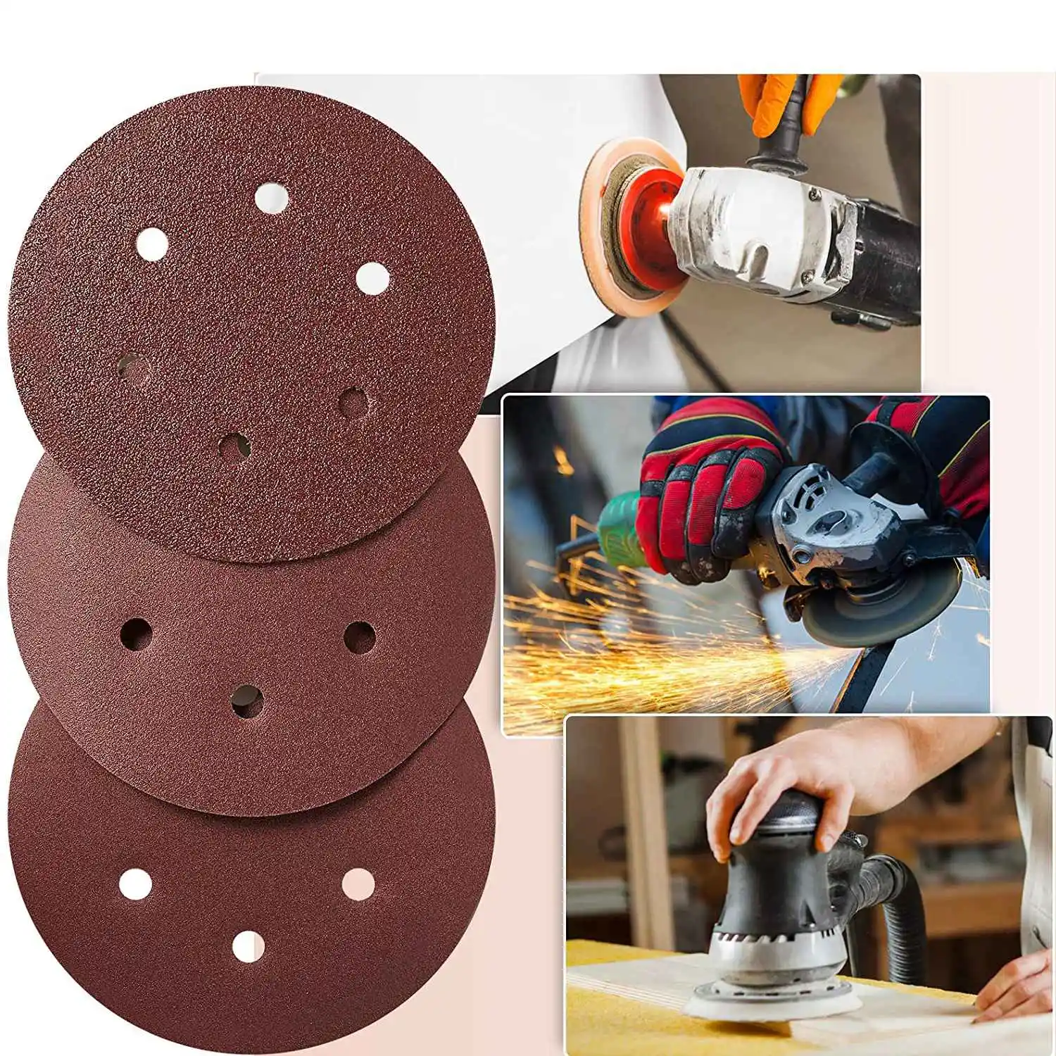 150mm Sanding Disc, 6 Inch Hook and Loop Sanding Pads, 100 Pcs Sandpaper Set Assorted Grits for Random Orbital Sander