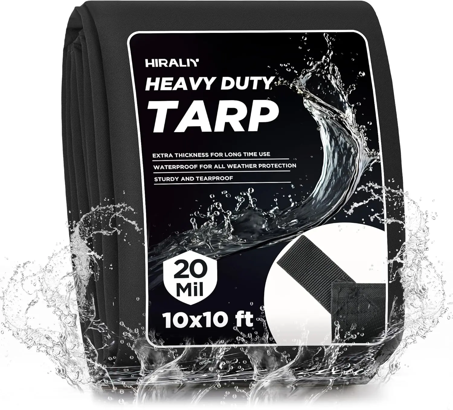 

Heavy Duty Waterproof Tarp 10x10ft, 20 Mil Oxford Tarpaulin with Reinforced Loops for Roof Camping Pool Firewood Cover