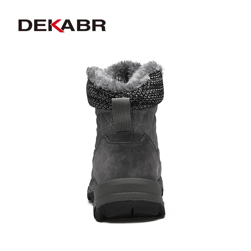 DEKABR Winter Snow Boots Men Thick Fur Super Warm With Lace Up Men\'s Soft Waterproof Ankle Boots Casual Wear-Resistant Men Boots