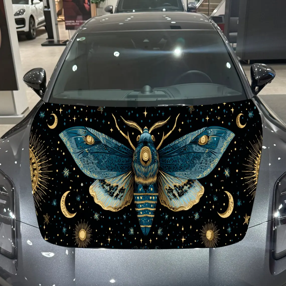

Car Decal Celestial Moth with Lunar and Stellar Artistic Background & Mystic-Astral Visual Details Car Hood Sticker, Waterproof