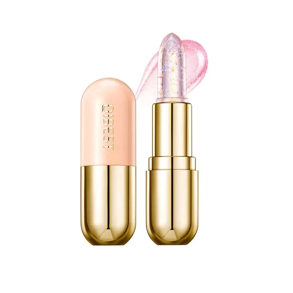 Glitter Jelly Lipstick Lip Balm Colors Changing Lipstick Lip Water Glossy Stain Cosmetics Moisturizing Transparent Makeup Q4O4