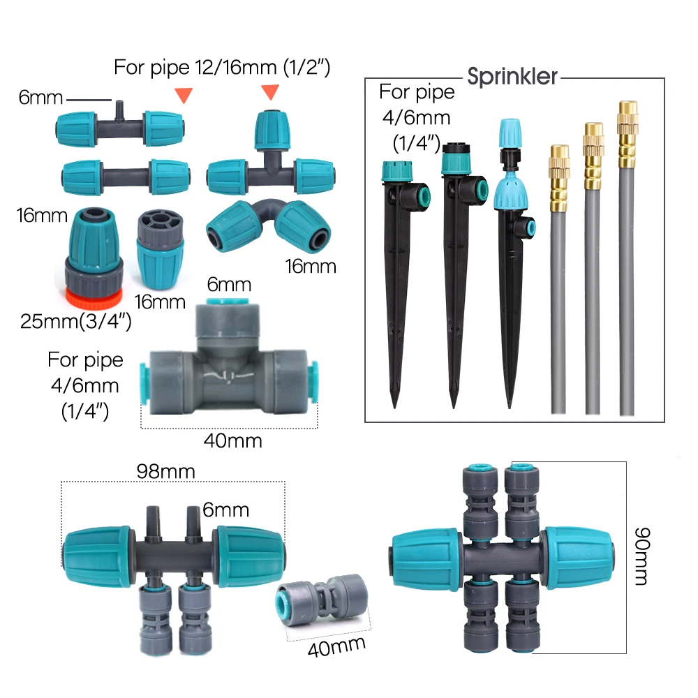 Home Garden Watering Hose Lock Connector Drip Irrigation Sprinkler Fittings 1/2