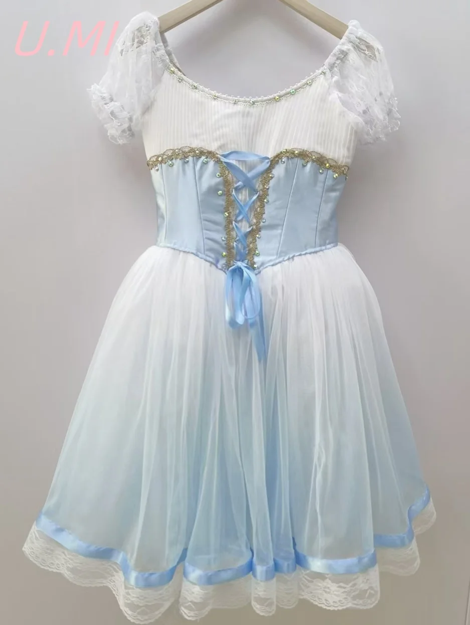 VESTIDO DE BALLET Profissional GRIS AZUL GABELIA LONGO VEYOR VESTIDO PERFORMANÇA PERSONALIZADO